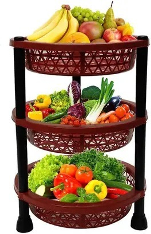 UNITYSALES Fruits/Vegetables Kitchen Rack Plastic 3 Layer Trolley Onion Potato Stand for Kitchen Fruit Vegetable Storage Trolley