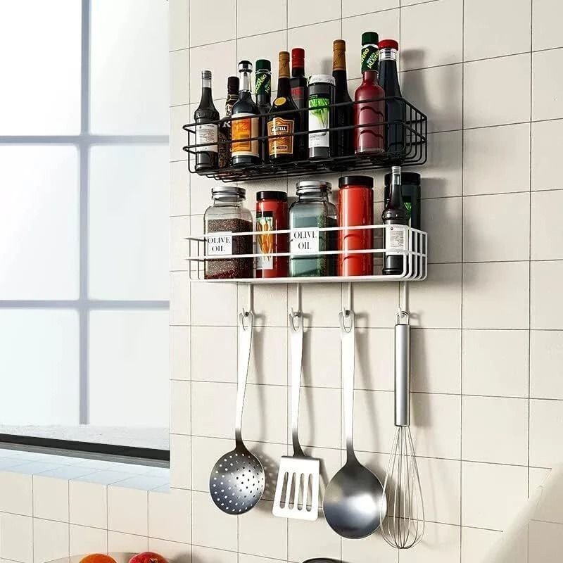DXDT Cutlery Kitchen Rack Steel Storage Organizer(Pack of 2) for Kitchen Rectangular Wall Mounted Space Saving