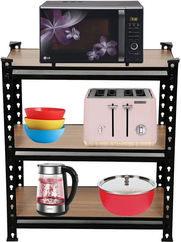 Smartslide Utensil Kitchen Rack Carbon Steel 3 Tier Steel Rack / Oven Stand / Folding Kitchen Rack / (24 x 27 x 12 Inch)