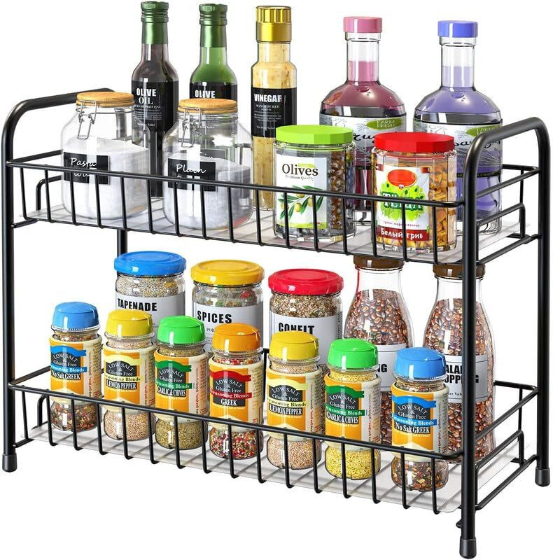 GESCHIR Utensil Kitchen Rack Iron Stainless Steel 2-Tier Kitchen Rack | Spice Rack | Multipurpose Rack