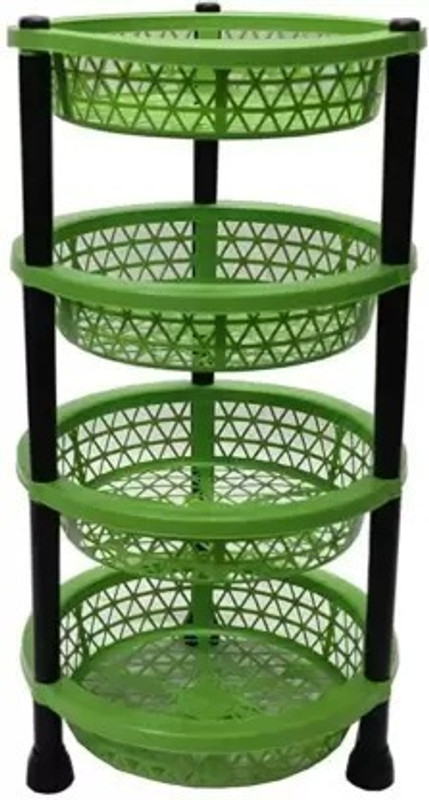 Muenterprises Fruits/Vegetables Kitchen Rack Plastic 4Layer Multi-purpose Kitchen Storage Basket Kitchen Rack