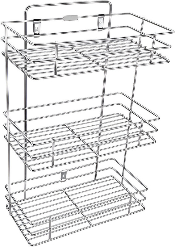 DEALKART Utensil Kitchen Rack Steel Kitchen Rack Steel Containers 3 Layer Wall Mount Multipurpose Storage Rack/Shelf