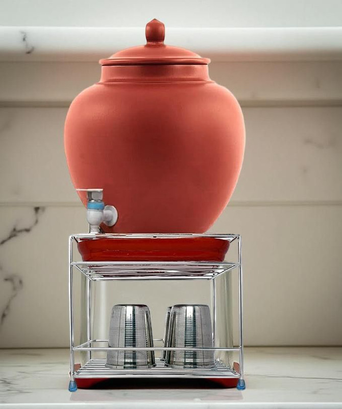 The Whole Cart Matka Kitchen Rack Steel Round Surface Matka Stand for Water Pot,Steel Matka Stand