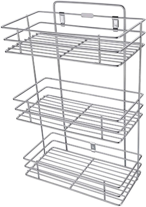 NH10 DESIGNS Fruits/Vegetables Kitchen Rack Steel Wall Hanging 3 Tier Steel Kitchen Rack Stand Storage Rack for Kitchen Shelf NHSP
