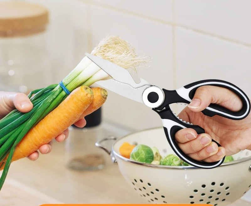 Bekner Scissor with Cover All Purpose Kitchen Shears for daily use, Dishwasher Safe Stainless Steel All-Purpose Scissor(Black, Pack of 1)