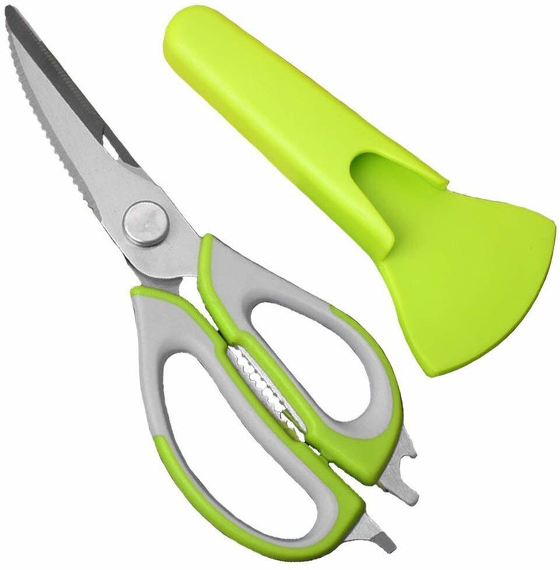 V K ZONE Multifunctional Kitchen Scissors Stainless Steel Shears Heavy Duty Culinary 10 in 1 Household Scissors ,Chicken, Fish, Seafood,Cutter,Peeler, Opener, Slicer (Random) with Magnetic Holder Stainless Steel All-Purpose Scissor(Multicolor, Pack of 1)