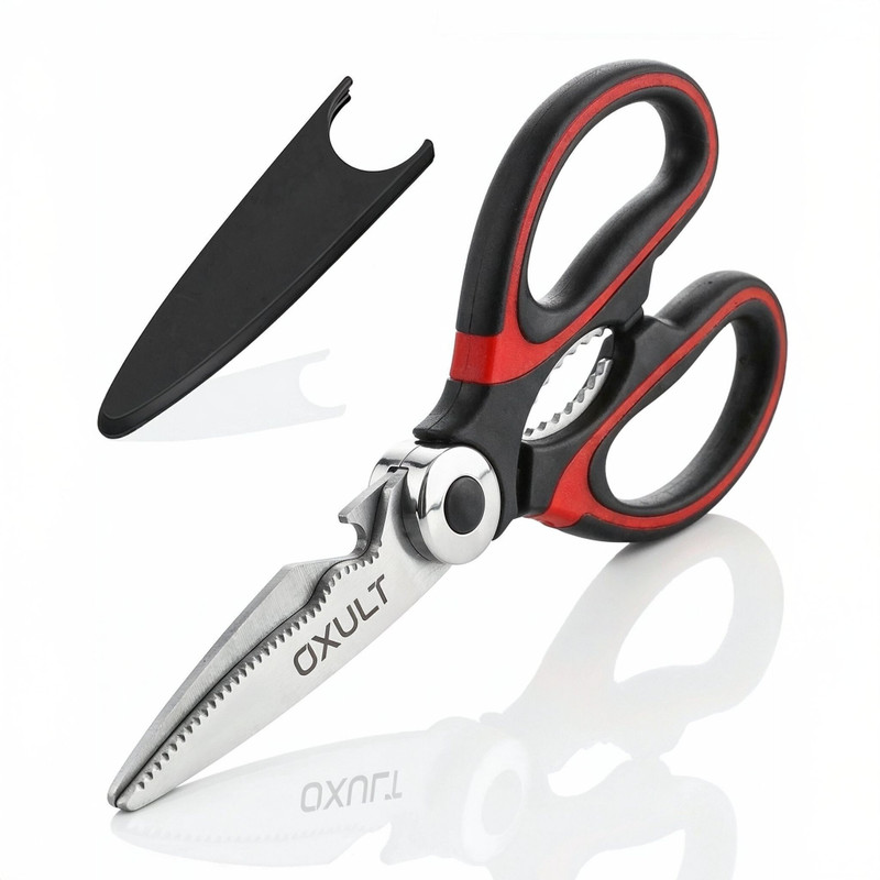 OXULT KITCHEN SHEARS Stainless Steel All-Purpose Scissor(Red, Pack of 1)