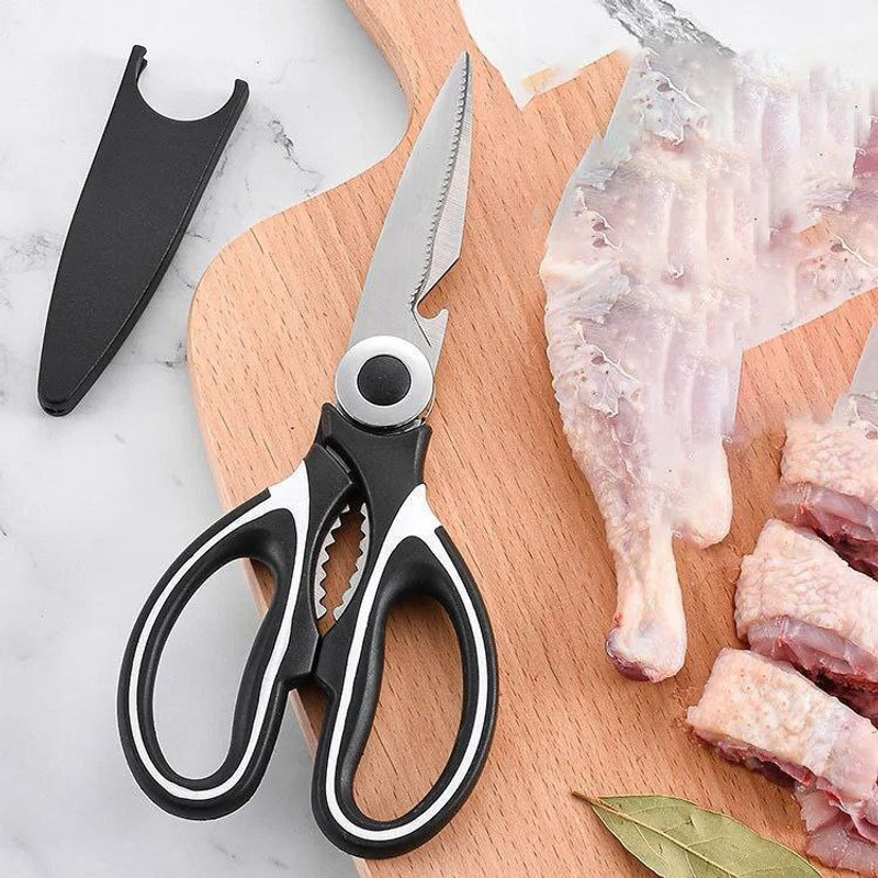 Uroshi Kitchen Scissor Stainless Steel Cutting Tool Kitchen Shears for Fish Meat Stainless Steel All-Purpose Scissor(Multicolor, Pack of 1)