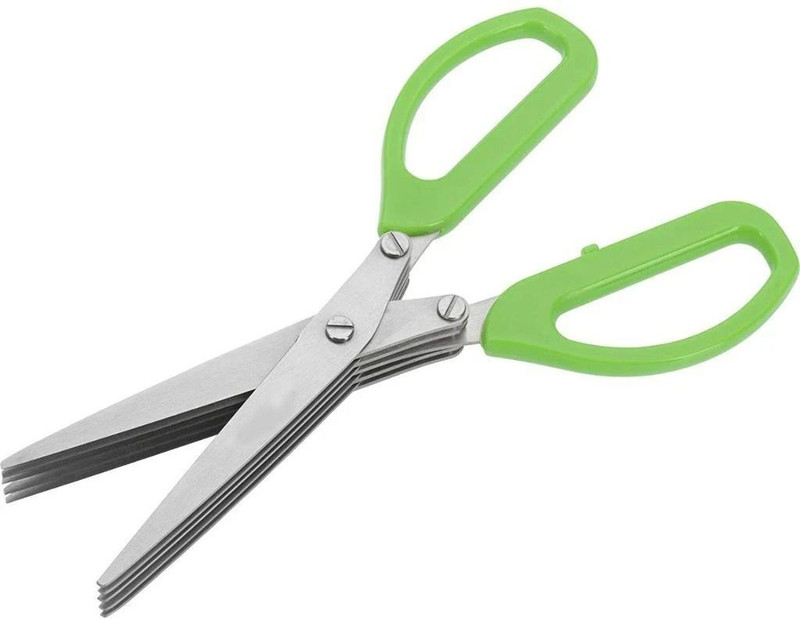 DeoDap Multifunction Vegetable Stainless Steel Herbs Scissor with 5 Blades Stainless Steel Herbs Scissor(Green, Pack of 1)
