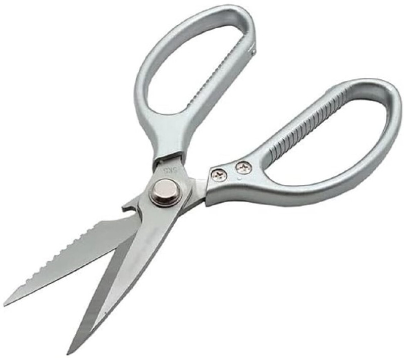 Pushnye kitchen Scissor Meat, Seafood, Chicken, Vegetables & Herbs Stainless Steel All-Purpose Scissor(Silver, Pack of 1)