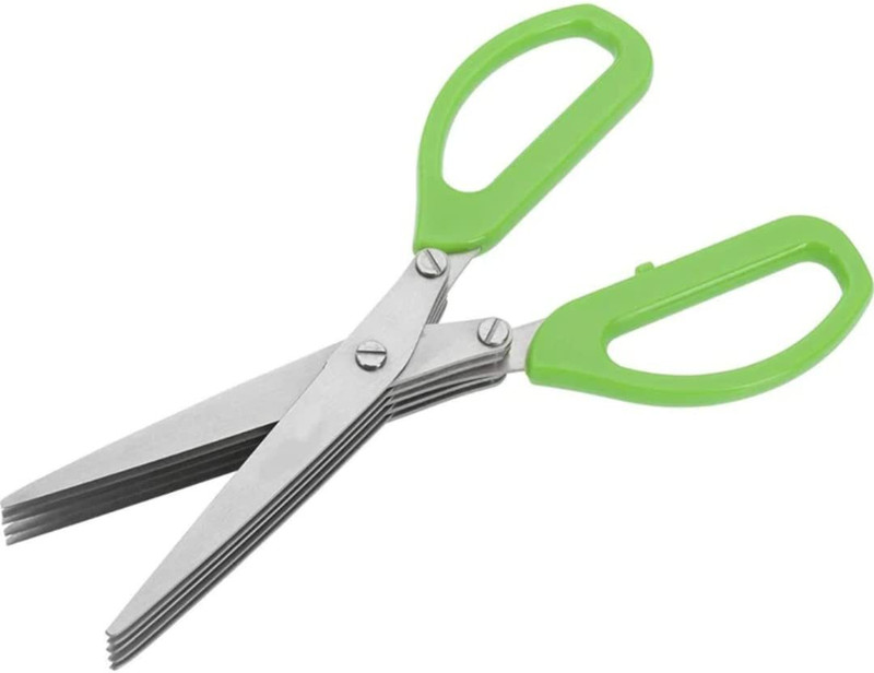 SGMSC 5 Layers Scissors Cut Cooking Tools Vegetable Cutter with Cleaning Brush Stainless Steel All-Purpose Scissor(Green, Steel, Pack of 1)