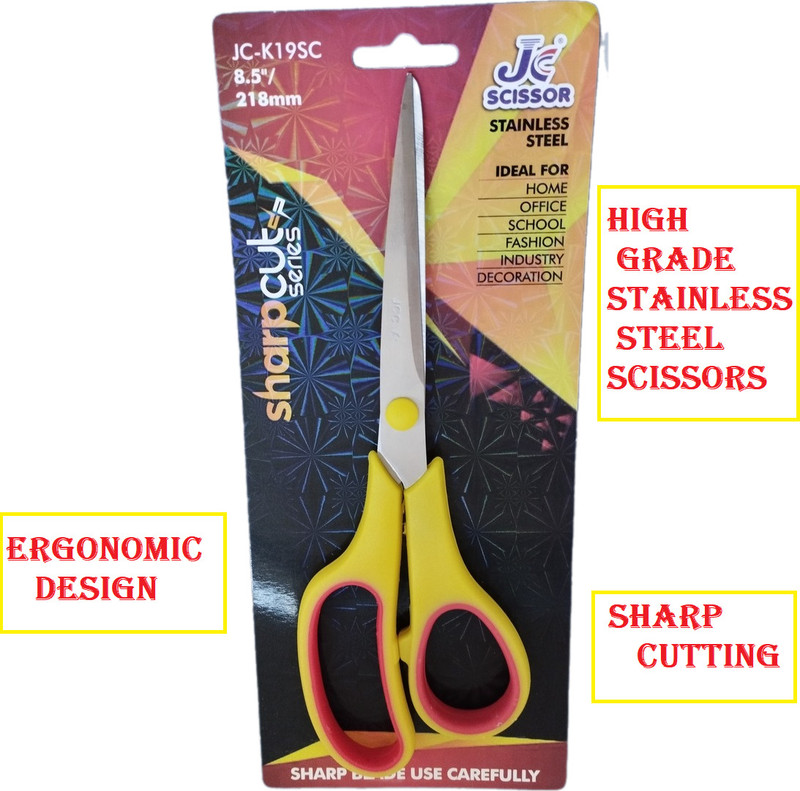 JCC sharp cut stainless steel scissor Stainless Steel All-Purpose Scissor(Red, Yellow, Pack of 1)