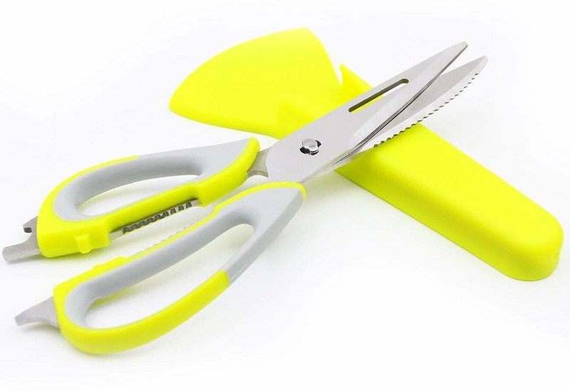 KitchenFest Kitchen Tools/Scissor 8 in 1 Multipurpose Vegetable Cutting Blade/Nut Cracker/Screwdriver/Bottle Opener/Fruits and Vegetable Peeler/Hard Substance Cutter Stainless Steel All-Purpose Scissor(Multicolor, Pack of 1)