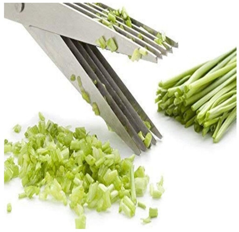 Veeram Veeram HerbCut Pro 5-Blade Scissors Stainless Steel All-Purpose Scissor(Silver, Green, Pack of 1)