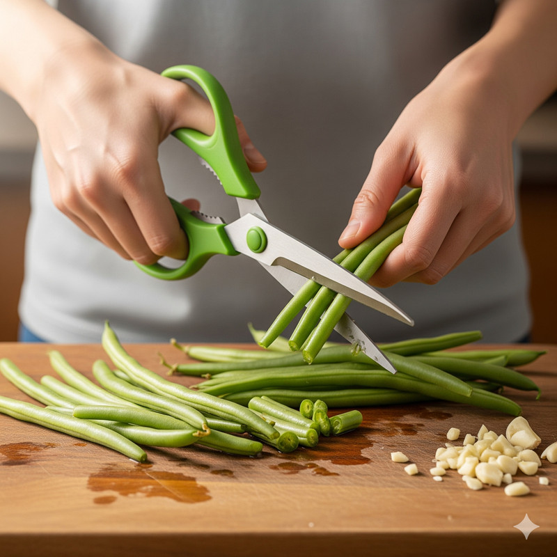 IMH Store IMH Stainless Steel Kitchen Scissors for Vegetables & Hurbs Stainless Steel Herbs Scissor(Green, Pack of 1)