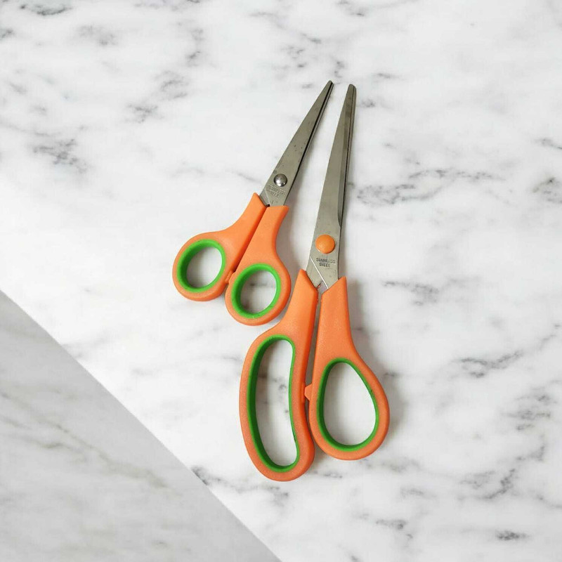 pnvr kitchen scissor Steel All-Purpose Scissor(Orange, Pack of 2)
