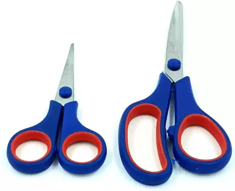 Reena Enterprises Stainless Steel Scissors Combo, Sharp Blades & Comfortable Grip Stainless Steel All-Purpose Scissor(Blue, Pack of 2)