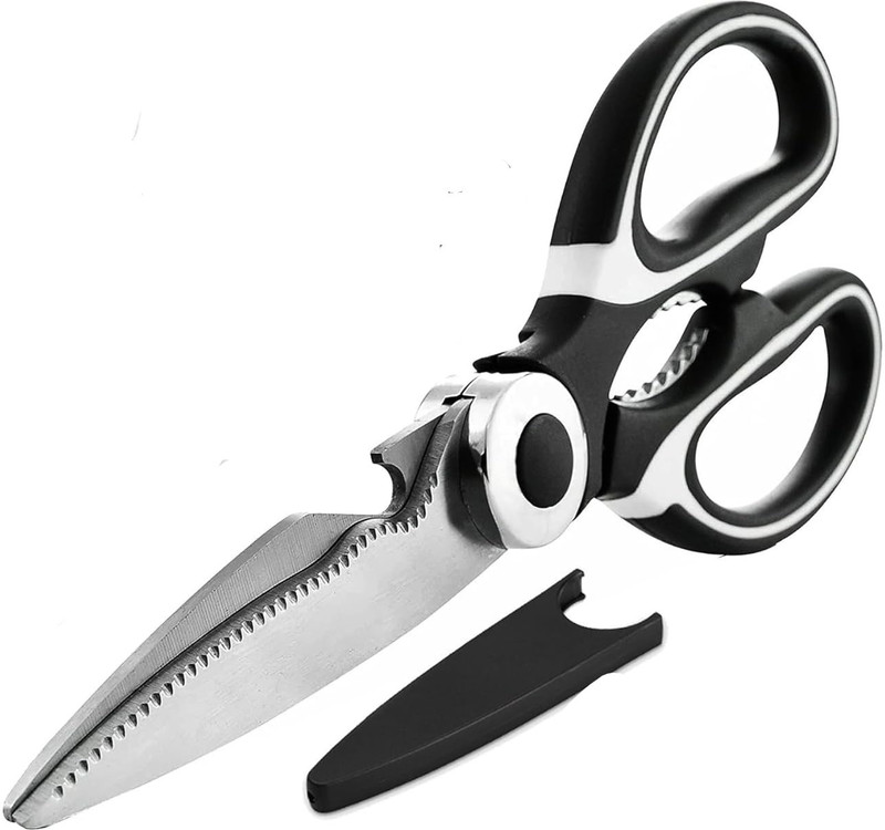 Aglor Kitchen scissors for Seafood Meat Vegetables Cutting Bottle Opener. Stainless Steel All-Purpose Scissor(Black, Pack of 1)