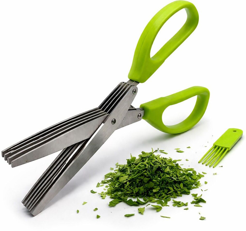 MOJ 5 Blade Herb Scissors Stainless Steel Herbs Scissor(Multicolor, Pack of 1)