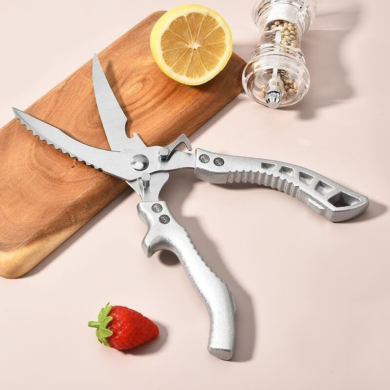 ShoppoStreet Heavy Duty Stainless Steel Kitchen Poultry Shears for Bone Cut forFood Steel All-Purpose Scissor(Steel, Pack of 1)