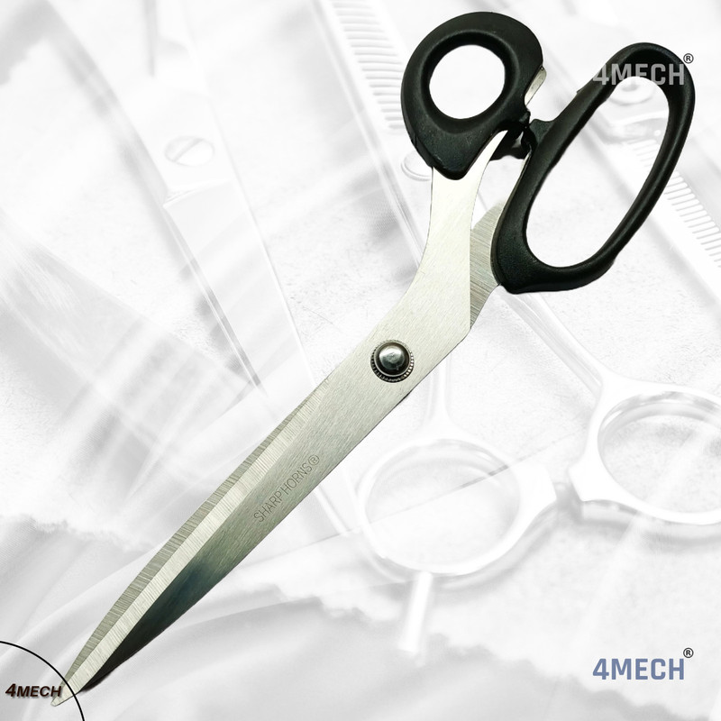 4MECH 10" Heavy Precision Cutting for Home, Office, and Crafting - Ergonomic Design Stainless Steel All-Purpose Scissor(Black, Pack of 1)