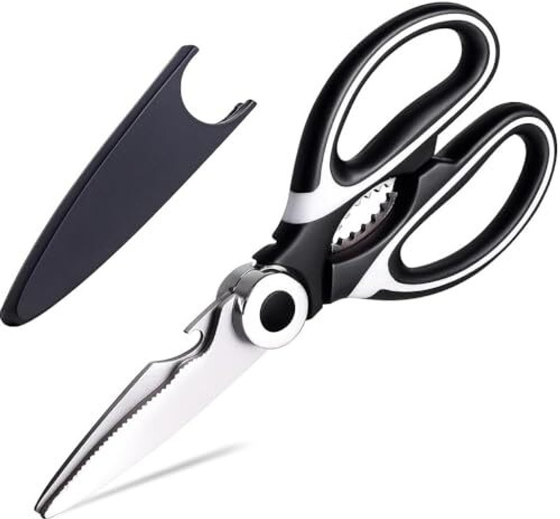 Goting Kitchen Scissors Stainless Steel Heavy Duty Shears Stainless Steel All-Purpose Scissor(Black, Pack of 1)
