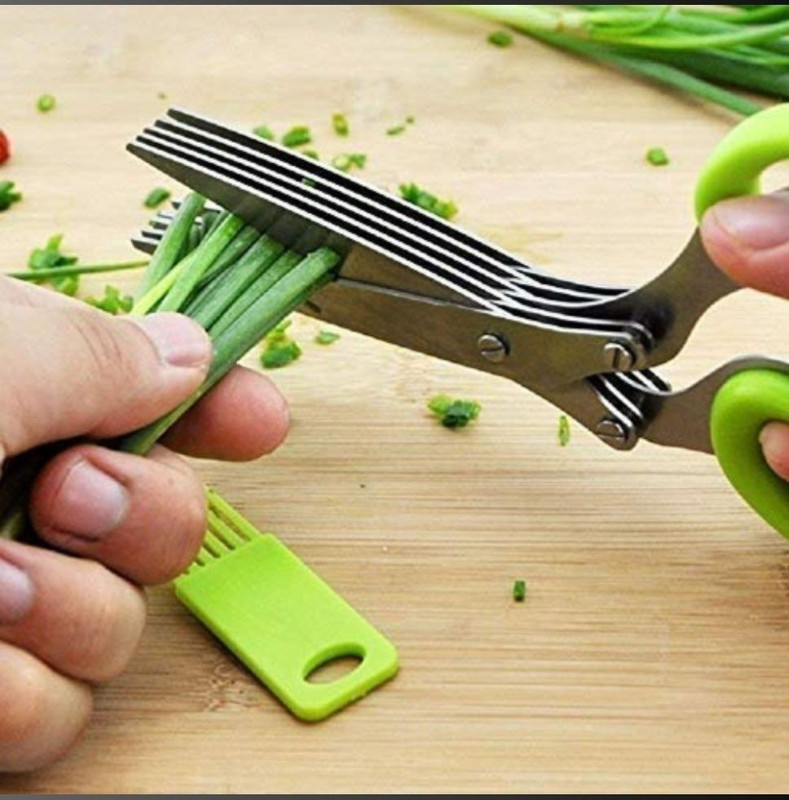 M S TRADERS 5 Blades kitchen Scissors Steel Herbs Scissor(Multicolor, Pack of 1)