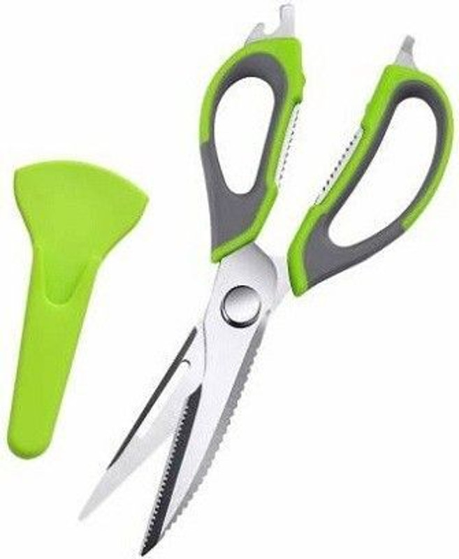 CHEVAZ 10 in 1 Mighty Shears Scissor Multipurpose Stainless Steel Scissor Best Shear Of Cooking Scissor Knife/Cutter/Peeler/Opener/Fish Scale Scraper/Slicer/Nutcracker Stainless Steel All-Purpose Scissor Stainless Steel All-Purpose Scissor(Green, Pack of 1)