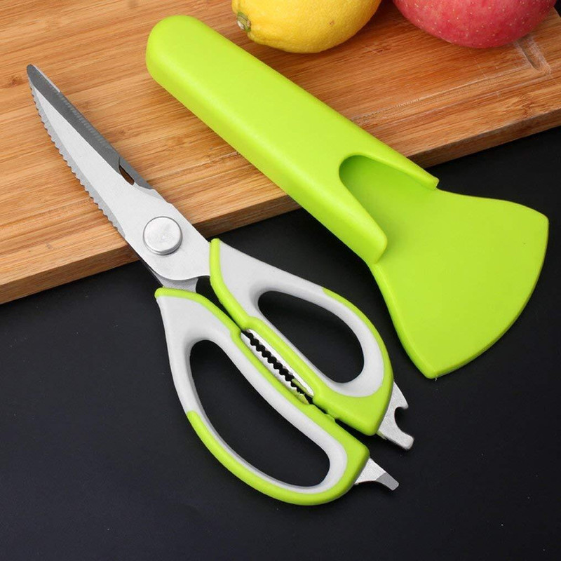 homken Multipurpose Stainless Steel Kitchen Scissors for Meat, Chicken & Fish Stainless Steel All-Purpose Scissor(Silver, Pack of 1)