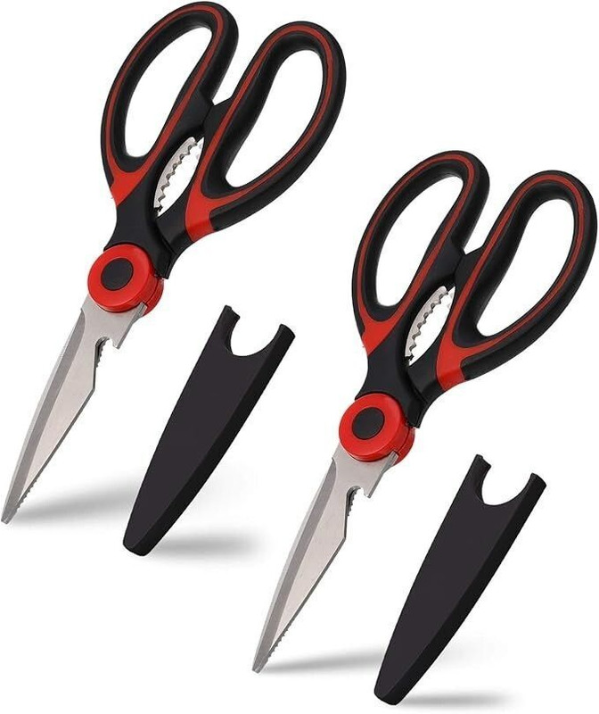 PERIZONE 3 in 1 Multipurpose Kitchen Scissors for Meat,Herb,Vegetable-Ultra Sharp Kitchen Stainless Steel All-Purpose Scissor(Steel, Black, Pack of 1)