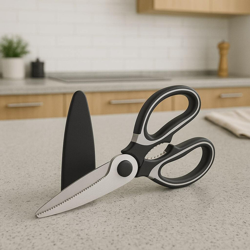 ZUCLLIN Kitchen Shears Heavy Duty Kitchen Scissors Multi-function Scissors for Poultry Stainless Steel Herbs Scissor(Black, Pack of 1)