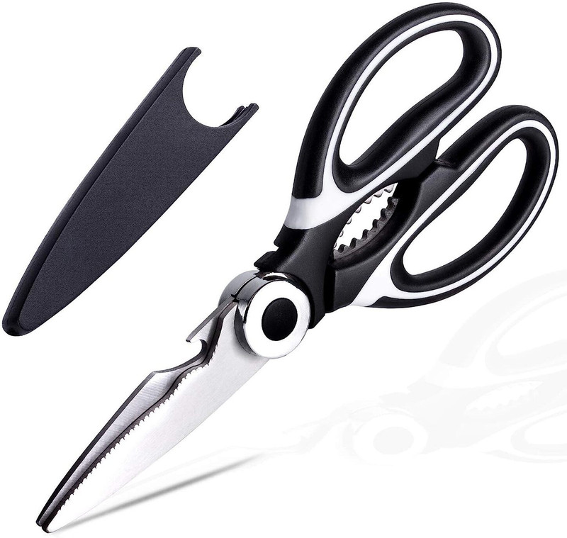 Afflatus All Purpose Scissor Kitchen Scissors for Multi Function Fish Meat Garment Stainless Steel All-Purpose Scissor(Black, Pack of 1)