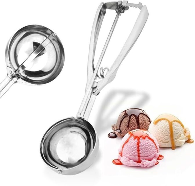 TAPAHPRIYAY tainless Steel Handheld Ice Cream Scoop Spoon Scoopers with Trigger Kitchen Scoop