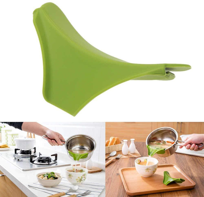 JentraShop Silicone Clip-On Pour Spout for Pots – Anti-Spill Funnel & Kitchen Tool. Silicone Funnel(Multicolor, Pack of 1)