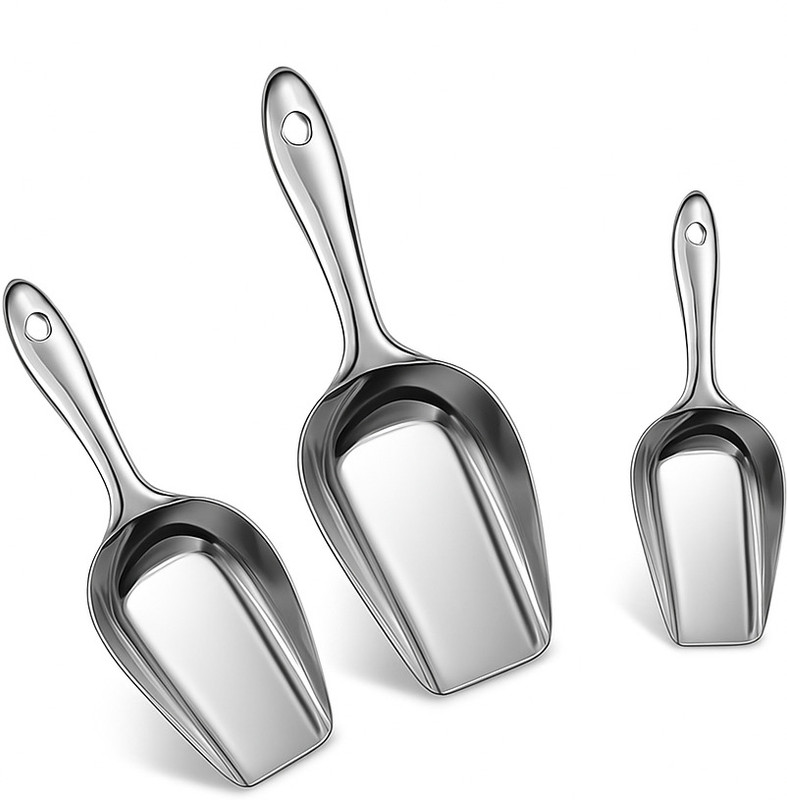 Trishav Premium Quality Stainless Steel Scoops – Set of 3 Sizes Kitchen Scoop