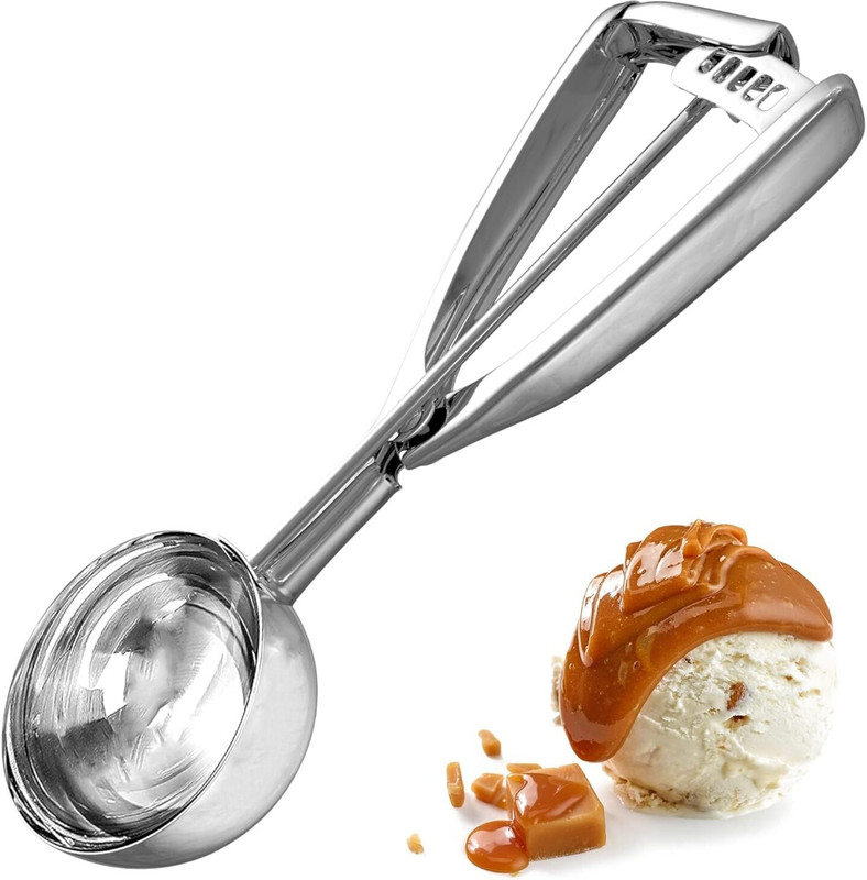 MOBHADA Stainless Still Handheld Ice Cream Serving Spoon/Scooper, Silver Kitchen Scoop