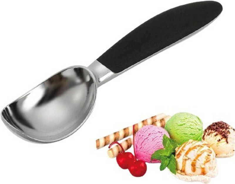 olwick 1 PCS Ice Cream Scoops,No-Thaw Hard Ice Cream Scoop - Dishwasher Safe - Ergonomic Non-Slip Rubber Grip Handle, Durable and Safe Ice Cream Spade.(Black-Short) Kitchen Scoop