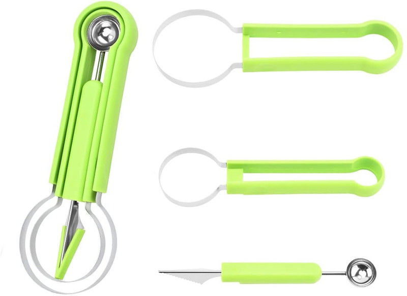 HavenFlix 4 In 1 Stainless Steel Fruit Scooper Tool, Seed Remover for Watermelon Slicer Kitchen Scoop
