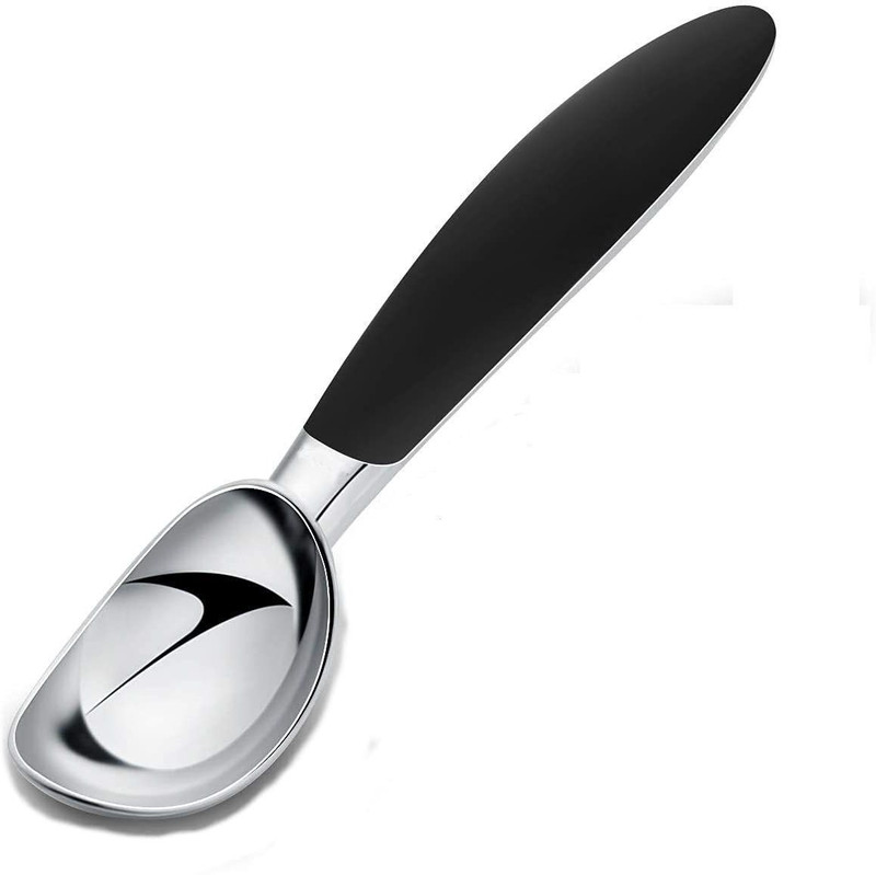 HEXONIQ Heavy Duty Stainless Steel Ice Cream Scooper with Non-Slip Rubber Grip - Professional Metal Ice-Cream Spade, Durable, Ice Cream Scoop Perfect for Kitchen, Bar, Restaurants Kitchen Scoop