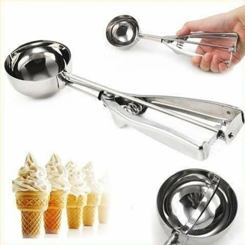 ASOMA Ice Cream Scoop Stainless Steel Round Ball Cutter Scooper with Easy Press Kitchen Scoop
