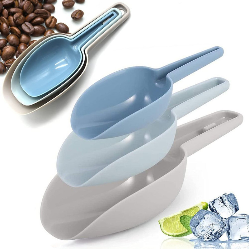 Comfortinglives Kitchen Scoop Plastic Spoon Set for Ice Scooping Serving 3 Pc Assorted Colors Kitchen Scoop