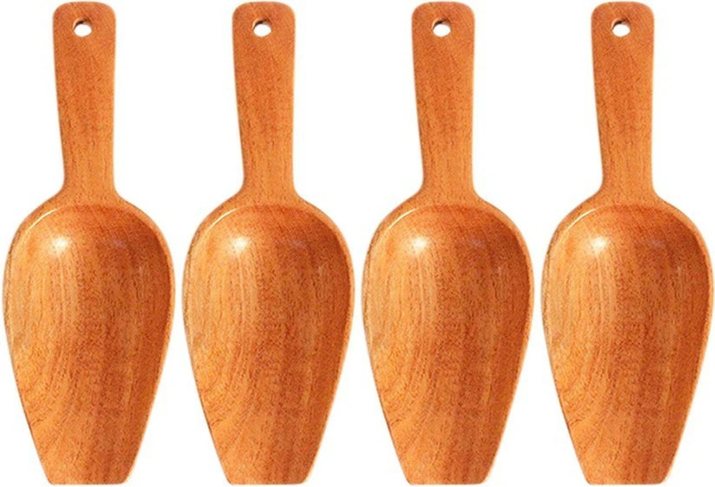 The Indus Valley Neem Wood Scoop Spoon for Measuring Flour/Grains/Rice/Sugar – Set of 4 Kitchen Scoop