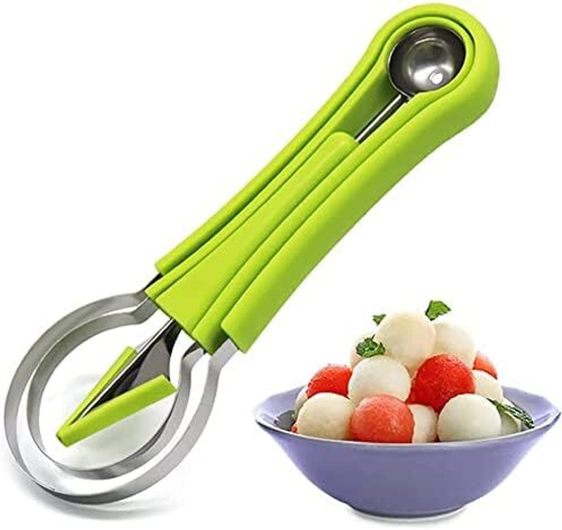 Vibgyor Products 4 in 1 Stainless Steel Melon Baller Seed Remover, Sorbet Dessert Ball Spoon, Kitchen Scoop