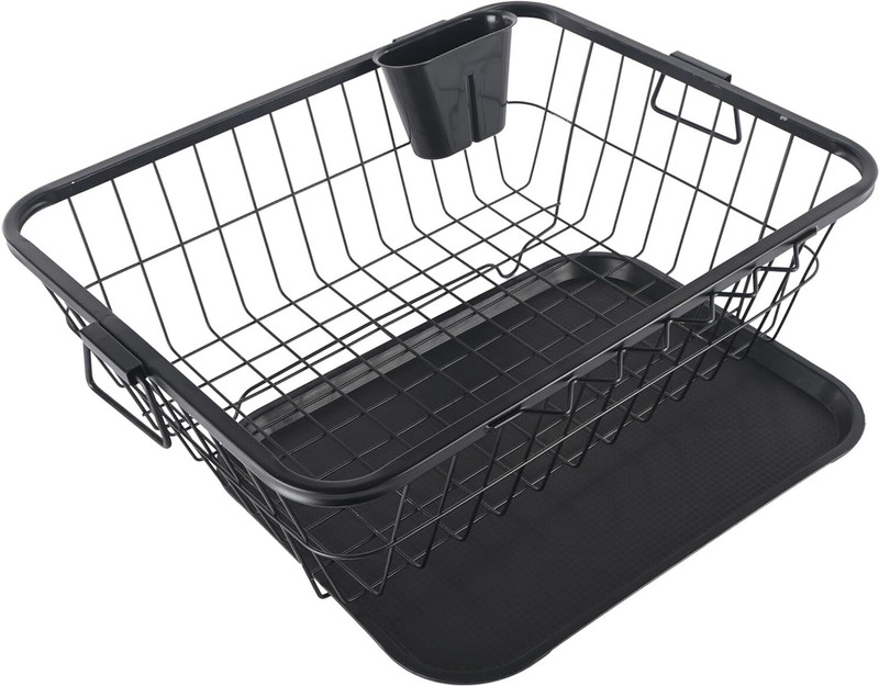 Varunika Black Stainless Steel Dish Drying Basket Kitchen Scoop