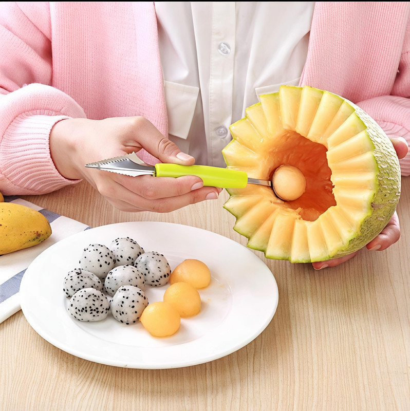 Shreeyogi Melon Baller Scoop,Stainless Steel Fruit Decoration Carving Knife Kitchen Scoop