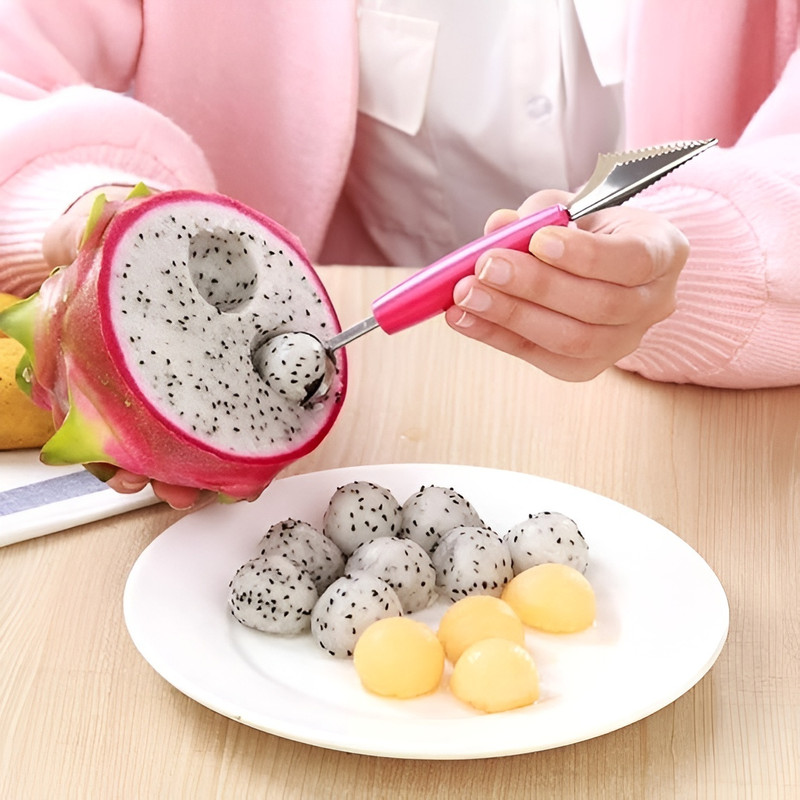 VOLTIXA Fruit Scoop & Melon Baller Tool Stainless Steel Double Head Fruit Carving Spoon Kitchen Scoop