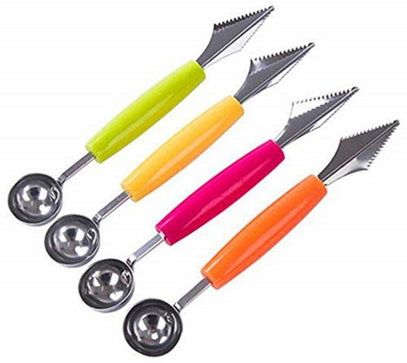 Sindhia 4 Pcs Dig Scoop with Fruit Carving Knife, for Diy Fruit Salads Kitchen Scoop Kitchen Scoop