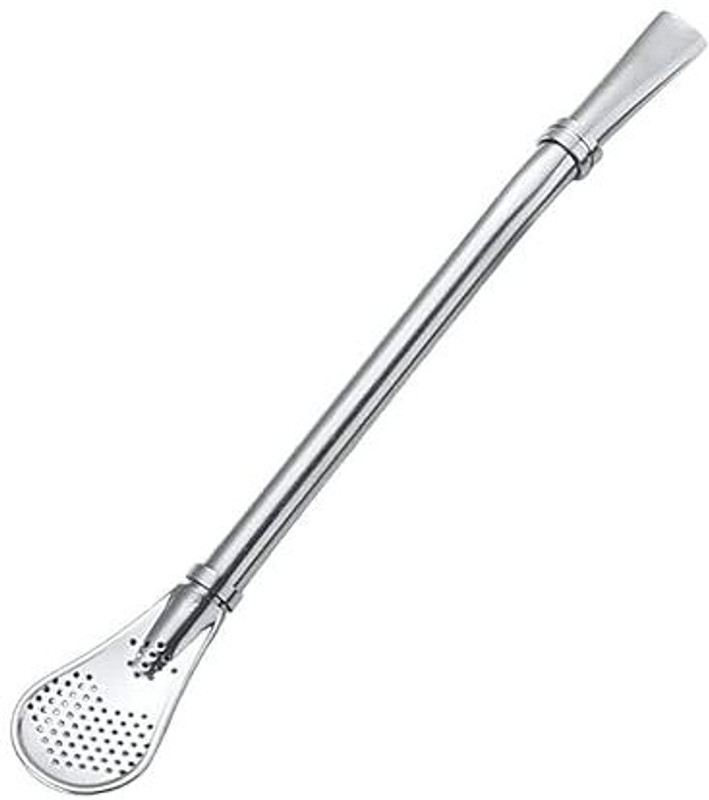 STHITI 2 in 1 Stainless Steel Drinking Spoon Straws Reusable Metal Spoons Kitchen Scoop