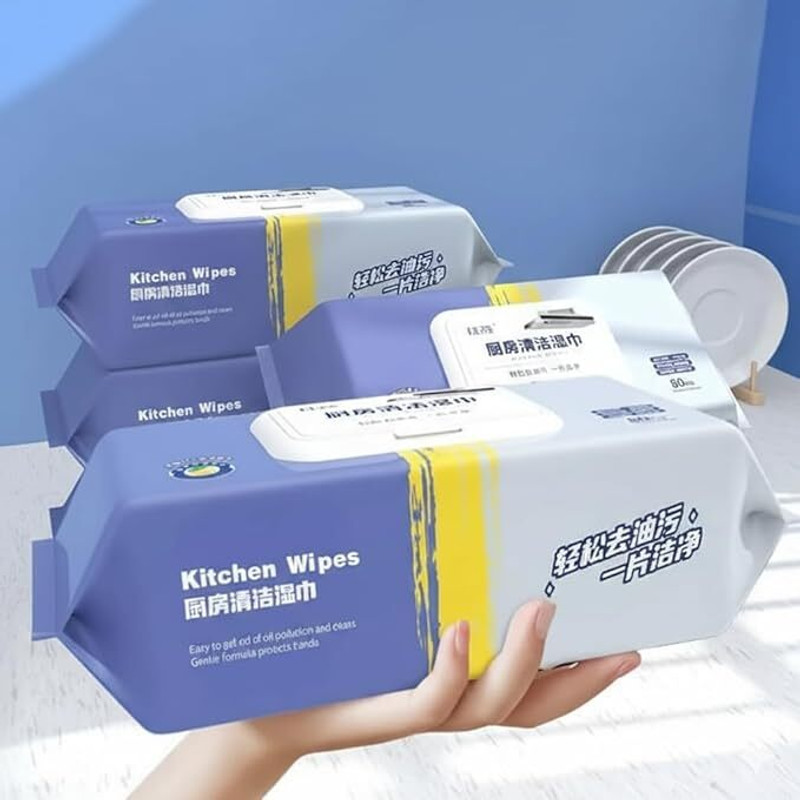 Prakavi 80 pcs Kitchen Cleaning Wipes Disposable Kitchen Wet Wipes 80 pcs Kitchen Cleaning Wipes Paper Dispenser