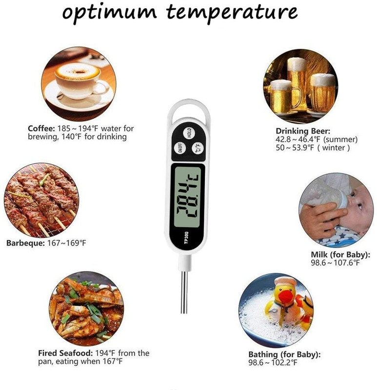 uptodatetools Thermometer, Digital Cooking Kitchen with Long Probe for Liquids Pork Milk Thermometer with Fork Kitchen Thermometer